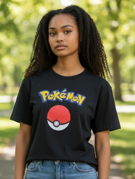 Pokemon Tops - Pokémon Graphic Tee with Poké Ball - Black (TS41)
